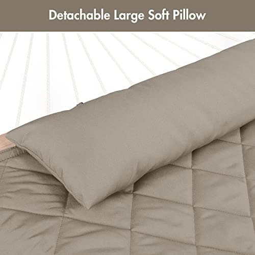 ANOW Double Hammock Pad and Pillow Set, 2 Person Polyester Hammock Pad, Light Brown