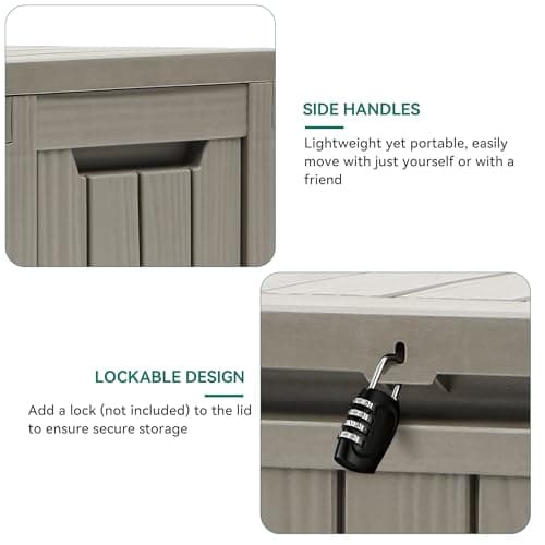 YITAHOME 72 Gallon Outdoor Storage Box, Resin Deck Box Indoor & Outdoor Patio Storage Box w/Wheels for Throw Pillows, Athletic Gear, Yard Implements (Light Brown)