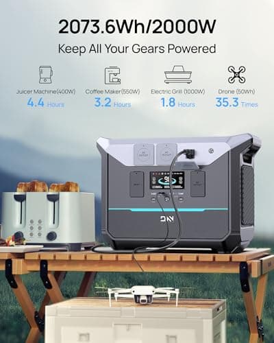 Portable Power Station 2000W, 2073.6Wh LifePO4 Battery Backup Station, 1.8 Hrs Fast Charging Solar Generator,Emergency Power Supply for Camping, Power Outage, Off-grid(Solar Optional)