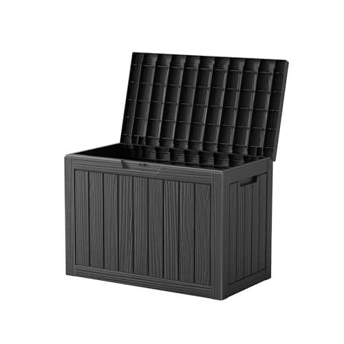 Vixzen 45 Gallon Resin Deck Box, Lockable Outdoor Storage Box for Patio Cushions Storage Furniture,Garden Tools, Pool Supplies, Weatherproof and UV Resistant