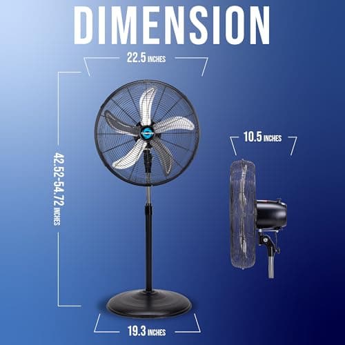 Tornado - 20 Inch High Velocity Metal Oscillating Pedestal Fan 5250 CFM - Commercial, Industrial Use Water-Resistant