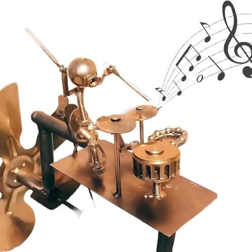 Metal Drummer Windmill Garden Decor, Percussionist Music Figurine, Wind-Powered Art Sculpture for Yard, Patio