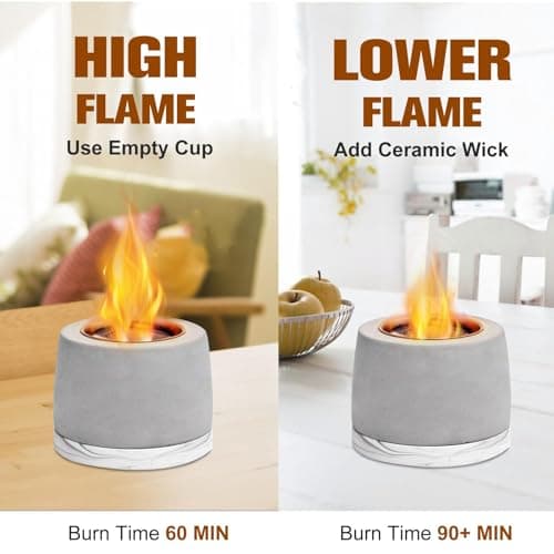 Concrete Tabletop Fire Pit with ASTM Certified, Table Top Portable Rubbing Alcohol Fireplace Indoor Outdoor Decor Long Time, White