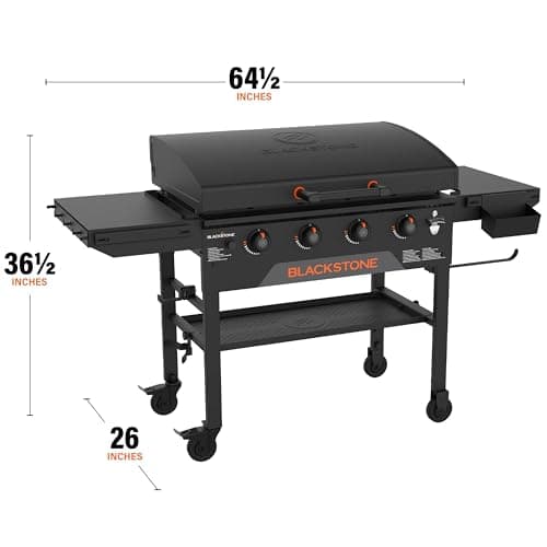 BLACKSTONE 2322 Original Omnivore 36 Inch Griddle with Hood, 4-Burner Flat Top Grill, Propane Gas Grill with Blackstone Griddle Accessories, Seasoning and Wholesalehome Reusable Gloves and Cloth