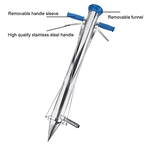 Mokernali Long Handled Bulb Planter Tools Manual Plant Transplanter Hand Dibber Garden Tools with Soft Grip and Pedal for Plants Vegetables Seedling Tool(Dual Handle)