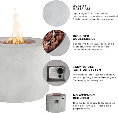 32" All in One Smokeless Fire Pit Table with Lid, Outdoor Round Patio Gas Fire Pit, 50,000 BTUs,Alloy Steel Finish,Propane Fire Table with Lava Rocks&Weatherproof Cover,Complete Accessories