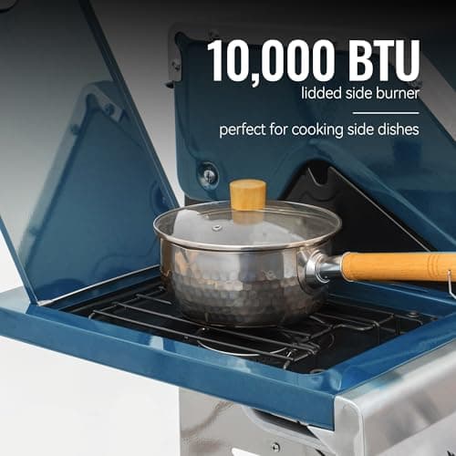 Royal Gourmet GA5403B 5 Burner Propane Gas Grill with Side Burner & Rear Burner, Cabinet Style Design BBQ Grill with 74,000 BTUs Output for Barbecue Grilling & Backyard Cooking, Blue