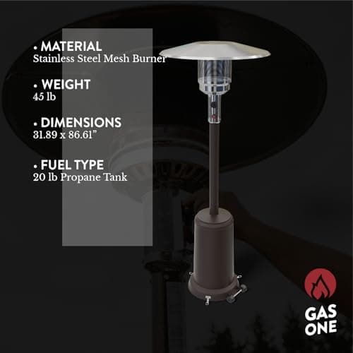 GasOne PH-8000 Outdoor Heaters for Patio – 50,000 BTU Propane Heater Outdoor for Backyard, Terraces, Home Garden – Heavy Duty Gas Powered Outdoor Patio Heater Portable Propane Heater with Wheels