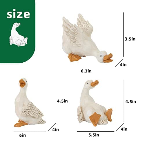 Duck Yard Decorations Outdoor Ornaments Set of 3, Resin Goose Sculpture Statue Front Porch Garden Decor for Outside Imitation Wood Carving, Funny Animal Decorations Fairy Craft Yart Art Decor