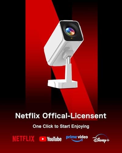 [Netflix-Licensed/Telescopic Stand] PANSEBA Smart Projector with WiFi and Bluetooth, Auto Keystone Mini Projector,4K Support Outdoor Movie Projector with Zoom, Home Theater Projector for Phone