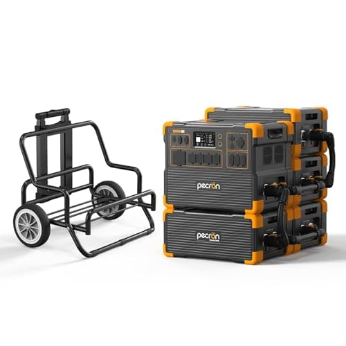 pecron E3600LFP Portable Power Station 3072Wh with Four Extended Batteries Trolley Kit, Expandable to 15360Wh, 5x3600W AC Outlets LiFePO4 Battery Backup Solar Generator for RV, Camping, CPAP