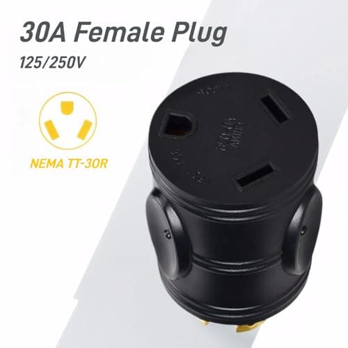 30 amp rv Power Adapter 4 Prong Twist Lock Plug Heavy Duty Converter L14-30P to TT-30R 125/250V 30A Male Plug to 30A Female Receptacle for Generator Caravan RV Camper