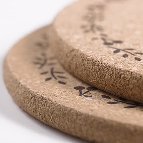 Round Cork Trivets - Hot Pads for Dishes, Pots, Pans & Baking Sheets - Table & Countertop Use