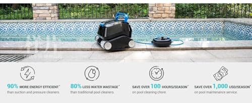 Black Pearl Ultra Robotic Pool Cleaner – Battery-Powered Inground Vacuum for Pools Up to 10 Ft Deep – Wall Climber – 150 Min Runtime – 7 Quart Top Load Filter – 2-Year Warranty