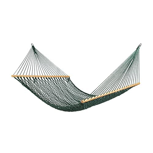 Bliss Hammocks BH-410GR 60in Wide Cotton Rope, Indoor Outdoor Poolside Patio Backyard Hammock, Includes Chains & Hooks, Eco Friendly Polyester, Hardwood Spreader, 450 Pound Capacity, Green