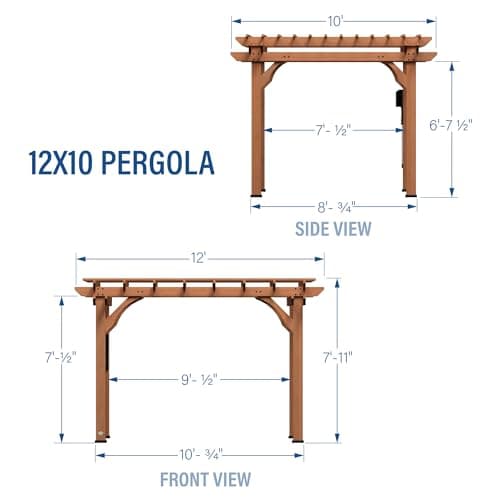 Backyard Discovery Beaumont 12' x 10' Traditional Cedar Wood Pergola Kit with Trellis Roof, All-Season Durability, High-Wind Rating, PowerPort, Shade for Outdoor Patio, Deck, Garden, and Entertaining