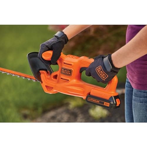 BLACK+DECKER 20V MAX Hedge Trimmer, Cordless, 18 inch Blade, Reduced Vibration, Battery and Charger Included (LHT218C1)