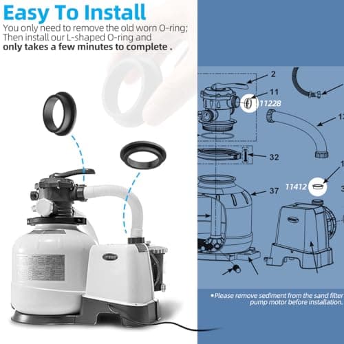 Pool Sand Filter Pump Seal, L-Shape O-Ring Gasket Fits for Intex Sand Filter Pumps Motor Repair Set & Hose Seals Replacement Part (4 Pcs 11228 + 4 Pcs 11412)