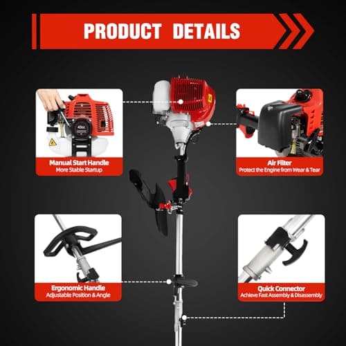 42.7CC Gas Powered Pole Saws 2-Stroke Gas Pole Saws For Tree Trimming with Single-Cylinder and Air-Cooled, Pole Chainsaw Suitable for Pruning Branches and Leaves in Orchards and Urban Greenery