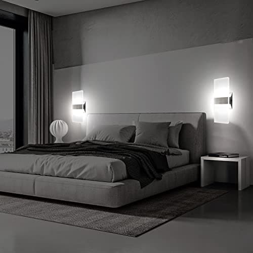 KICAAO Modern Wall Sconces Set of Two, Led Wall Light 10w, 6000k White Light Up Downlight, Hardwired Acrylic Wall Light Lighting, Suitable for Living Room Corridor Bedside (Cool White 6000K 2Pack)