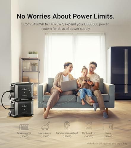Dabbsson DBS3500 Portable Power Station with DBS5300B Extra Battery, Expand Capacity of Battery Generator from 3430Wh to 8750Wh, Solar Generator for Outdoor Camping, Home Backup, Emergency, RV