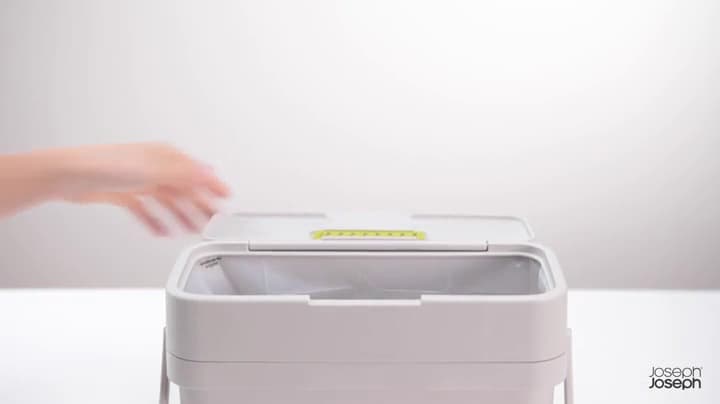 Joseph Joseph Compo 4 Easy-Fill Compost Bin Food Waste Caddy with Adjustable Air Vent, 1 gallon / 4 liters, Stone