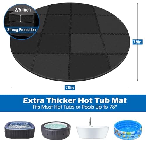 78 Inch Round Hot Tub Mat - Extra-Thick Interlocking Hot Tub Protective Pad Spa Pool Foam Insulation Mat Ground Base Flooring Protector for Portable Inflatable Hot Tub Accessories Outdoor Indoor