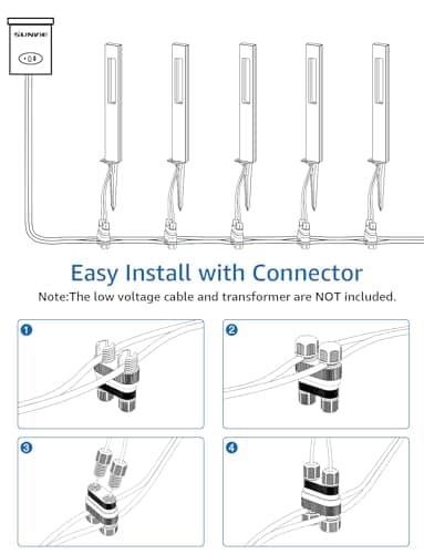 SUNVIE LED Low Voltage Landscape Lights 3W Pathway Lights Low Voltage 12-24V Landscape Path Lights 3000K CRI 90+ Aluminum Waterproof Pathway Lighting for Walkway Garden Yard ETL Listed Cord, 12 Pack