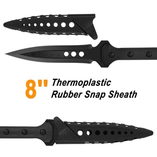 Kalkal Hunting Spear, 2Cr13 Double Edged Stainless Steel Survival Spear, Nylon-Fiberglass Tactical Throwing Spear Handle, Tactical Spear with Secure Sheath for Camping, Outdoor