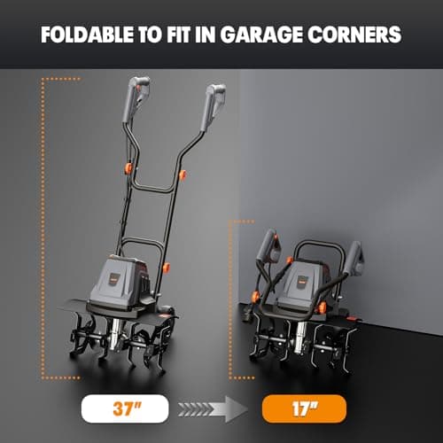18 Inch 15 Amp Electric Tiller Cultivator, 24 Steel Tines for Gardening, Corded & High Power Garden Roto Tiller, 8.7'' Tilling Depth, 4-Adjustable Wheels, Foldable Handle, for Lawn Yard, Gray