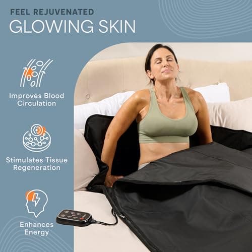 LifePro Infrared Sauna Blanket for Detox & Relaxation – Portable Far Infrared at Home Sauna for Detox, Muscle Tension Release, and Recovery – RejuvaWrap Series with Adjustable Heat Settings