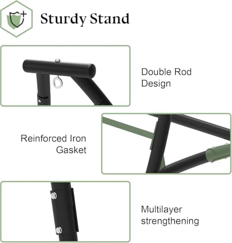 C Type Hammock Chair with Stand, Swing Chair with Neck Pillow, Hammock Stand for Balcony, Patio and Deck, Maximum Weight 300 lbs. (Aqua)