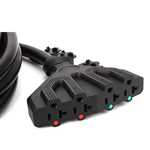 Ceptics GN-CD-2-21 Extension Distribution Power Cord NEMA L14-30P 30 4X 5-15/20R 20-amp, 30/20A, Black, 21 Feet
