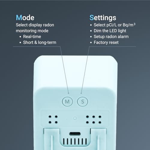 Ecosense EB100 EcoBlu, Home Radon Detector, Capture & Display Results Every 10 Minutes, Short & Long-Term Continuous Monitoring, Easy to Use