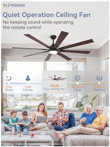72 inch Large Ceiling Fans with Lights and Remote, Indoor/Outdoor Black Modern Ceiling Fan for Kitchen Living Room Patio, 6 Speed Reversible Quiet DC Motor, 3 CCT, Dual Finish 8 Blades