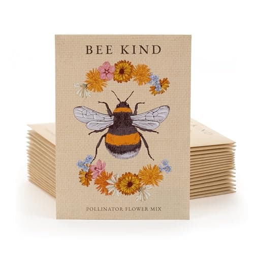 Bentley Seed Co. | Bee Kind Pollinator | Beautiful Bee Art | Environmental Favors Cards for Guests Seed Packets | Pollinator Wildflower Mix Seed Packets | Eco-Friendly Hand Out Gift | 25 Pack