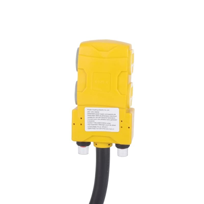 Heavy Duty 30Amp to 20 Amp 120V RV Distribution Adapter. Generator Locking Plug NEMA L5-30P Male to Female Receptacle 4*5-20R/5-15R with Circuit Breaker.RV Generator Adapter Cord 1.5FT，Yellow