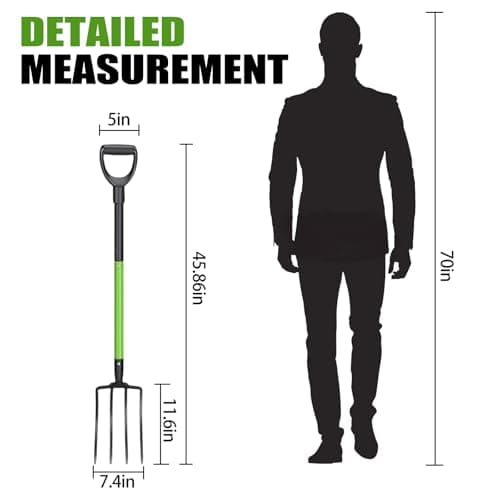 Heavy Duty Pitchfork,Garden Forks for Digging Compost Spading, 4-Tines Pitch Fork with High-Carbon Steel Handle, 45 inches Digging Fork(with Protective Gloves)