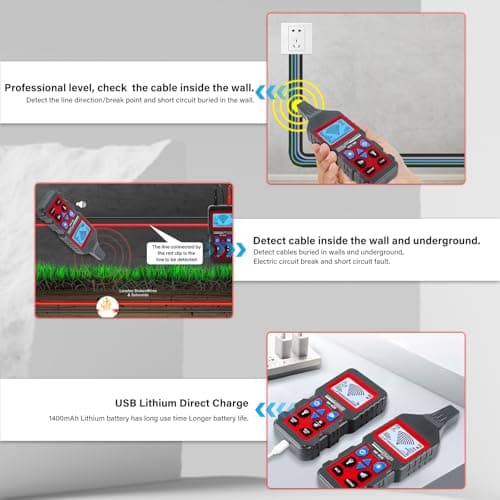 Underground Cable Tester Locator, Metal Pipe Detector, Wire Tracker Tool, Wall and Underground Wires Cables Water and Gas Pipeline Detector, Short Circuit Breaker Tester