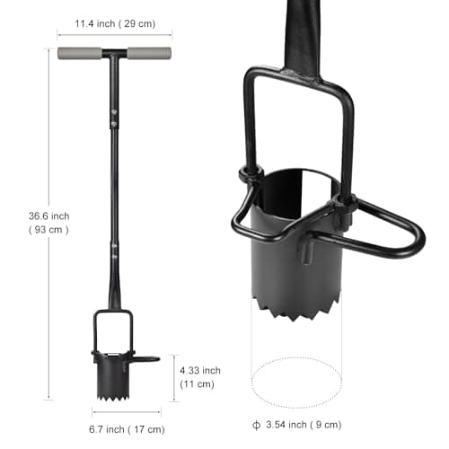 Sod Plugger, Bulb Planter with Long Handle and Serrated Base Garden Tool, Bulb Transplanter Also Grass Plug Tool for Digging Holes to Plant Tulips, Iris, Daffodils
