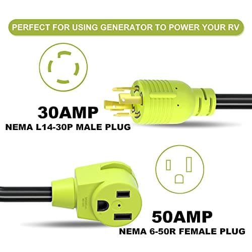 Generator Welder Adapter,NEMA L14-30P Male Plug to 6-50R Female Socket,4 Prong Generator to Welder Adapter Plug Power Cord,STW 10 AWG(1.5FT)