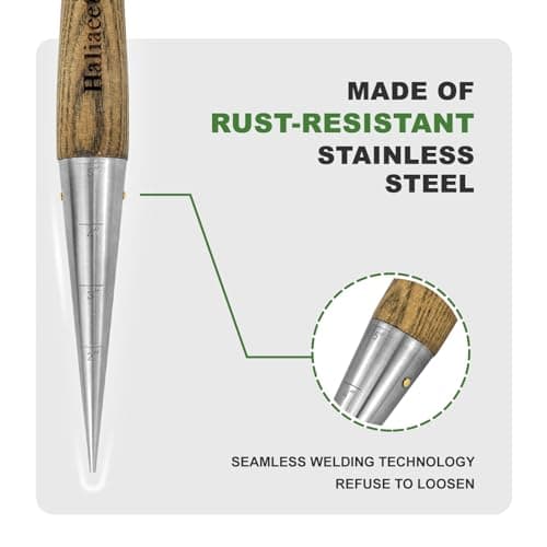 2024 New Upgrade Hand Dibber with 5 inches Measuring Scale, Easy to Grip L-Shaped Wood Handle Dibbler, Stamped Stainless Steel Tip Seed Dibber, 11.3'' Dibber for Sowing Seeds and Planting Seedlings