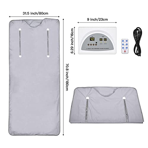Infrared Sauna Blanket for Fitness and Detox Anti Aging, Length 71" with Remote Control, 2 Zone Temperature Control, Quick Sweating Professional Body Sculpting Home Sauna