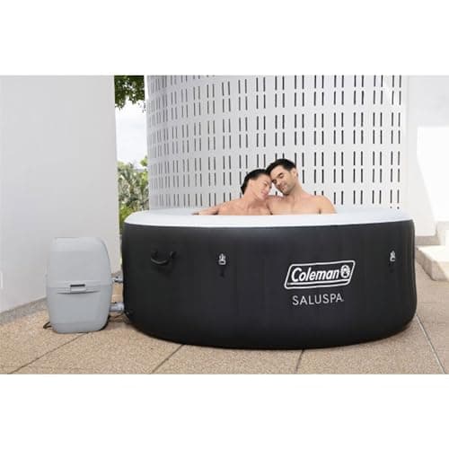 Coleman SaluSpa Miami AirJet 2 to 4 Person Round Inflatable Hot Tub Portable Outdoor Spa with 120 Soothing AirJets and Insulated Cover, Black