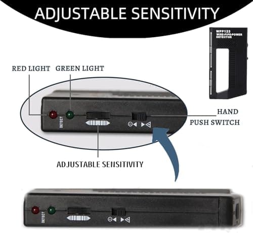 Model WPP123, High-Sensitivity Wall Scanner & Metal Detector - Adjustable Alert for Pipes and Wires - Multifunctional Stud Finder for Adults - Durable Plastic Design(Black)