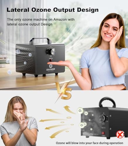 ONAMOR Ozone Generator 77000mg, Ozone Machine Ionizer O3 Deodorizer for Home, Basement, Smoke, and Pet Room (Eliminating Odors Area up to 4000 Square Feet, All Metallic Black)