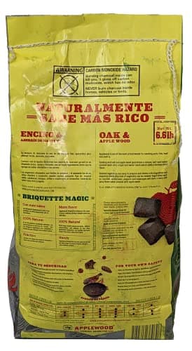 6.5 Lb Oak & Applewood Charcoal Briquettes for Beef, Pork, Fish, Steaks, Ribs & More, 100% All-Natural, Quick & Easy Lighting for Outdoor BBQ, Smoker, Tailgating, Camping by Billy Buckskin Co.
