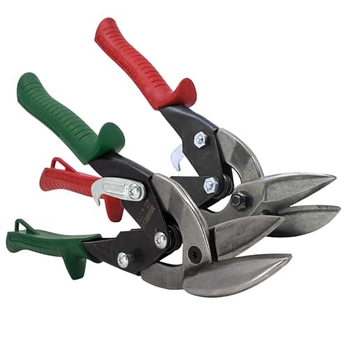 MIDWEST Aviation Snip Set - Left and Right Cut Offset Tin Cutting Shears with Forged Blade & KUSH'N-POWER Comfort Grips - MWT-6510C