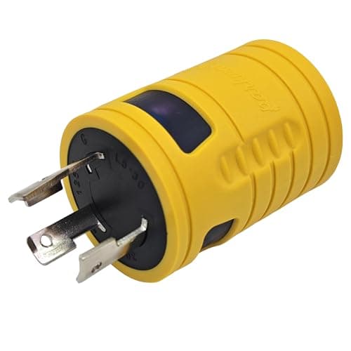 Parkworld 884968 Generator Adapter, 30A Generator 3-Prong to 30A 4-Prong, L5-30P Male to L14-30R for Home Back Power Transfer Switch or House Panel (Compact Adapter)
