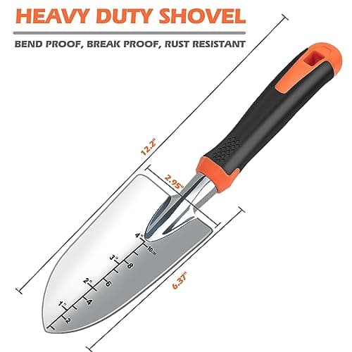 Garden Shovel with Measurement Mark, Sturdy Heavy Duty Gardening Tool Trowel/Hand Shovel/Garden Spade, Ergonomic Handle with Giftable Package